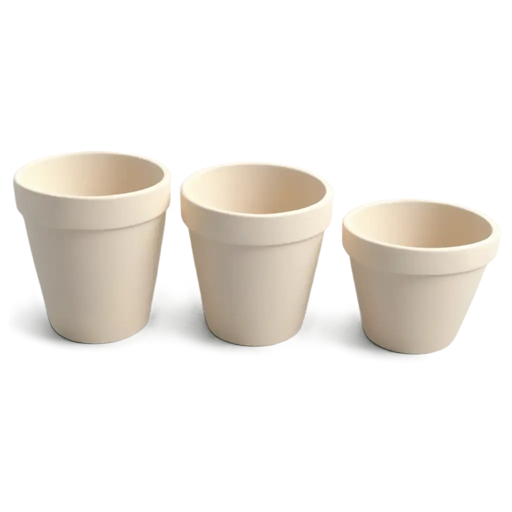 3D-Printed-Empty-Flower-Pots-PNG-Milky-White-Design-for-Versatile-Use