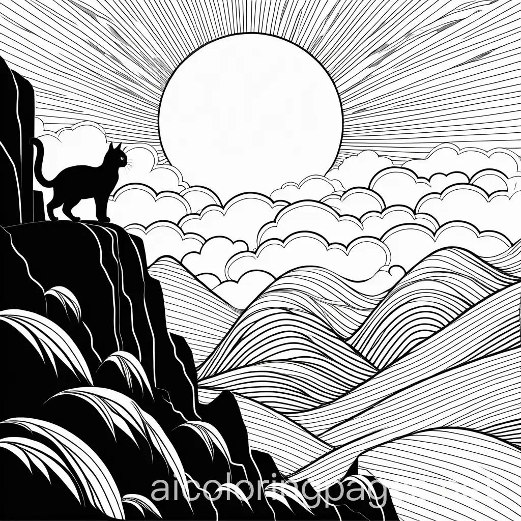 Courageous-Mandala-Cat-Climbing-Mountain-Line-Art-Coloring-Page
