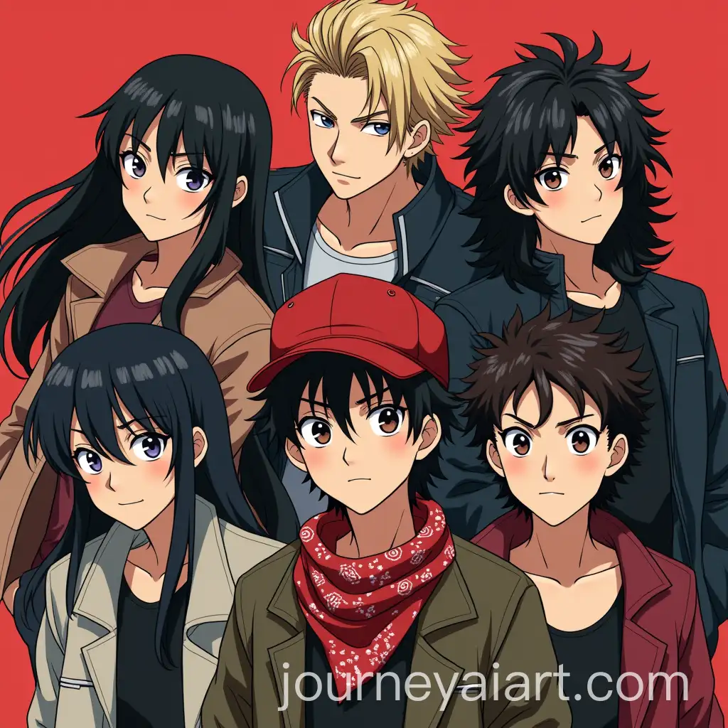 Tokyo-Revengers-Style-Group-of-Men-with-Unique-Hairstyles-and-Accessories