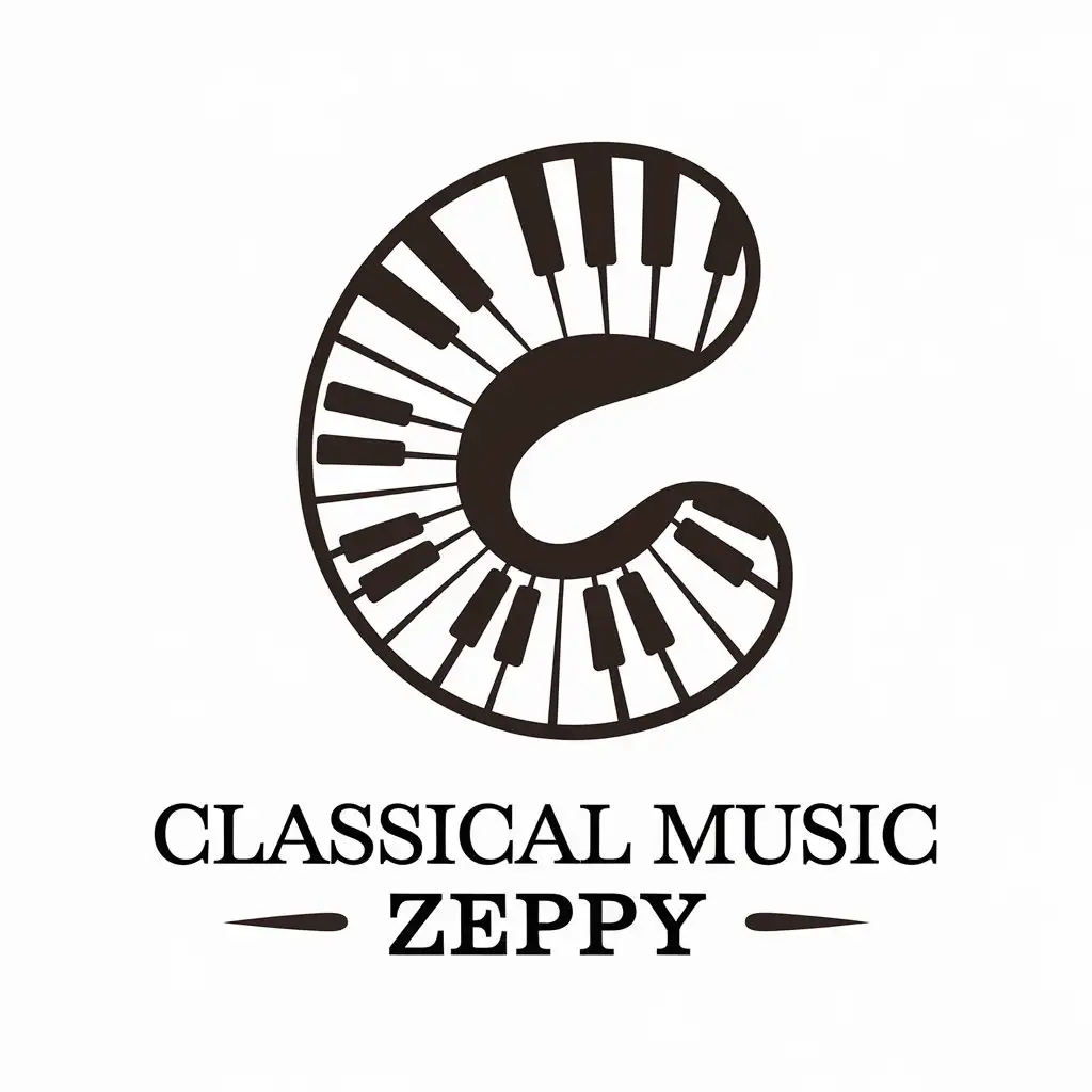 LOGO Design for Classical Music Zeppy Spiral Piano Keys Symbol for Entertainment Industry