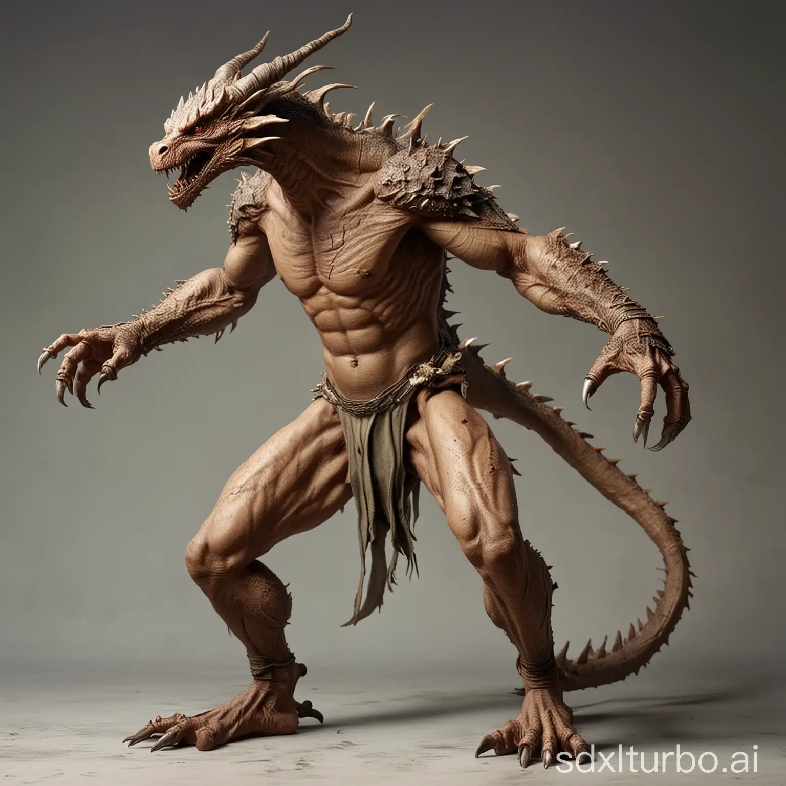 Upright-Dragon-Man-with-Clawed-Feet-in-Natural-Pose