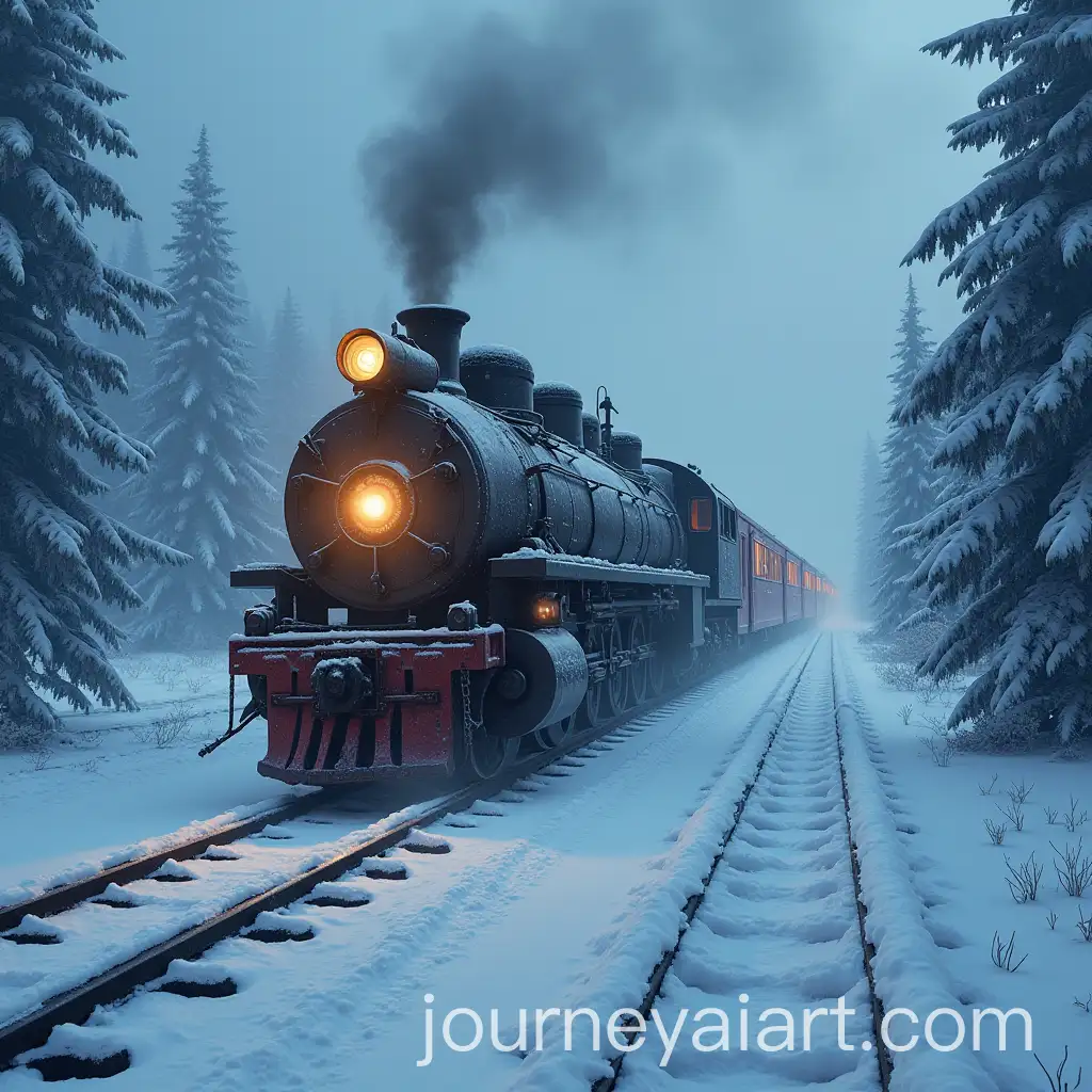 PostApocalyptic-Game-Menu-Design-Featuring-Train-Travel-in-an-Ice-Age-World