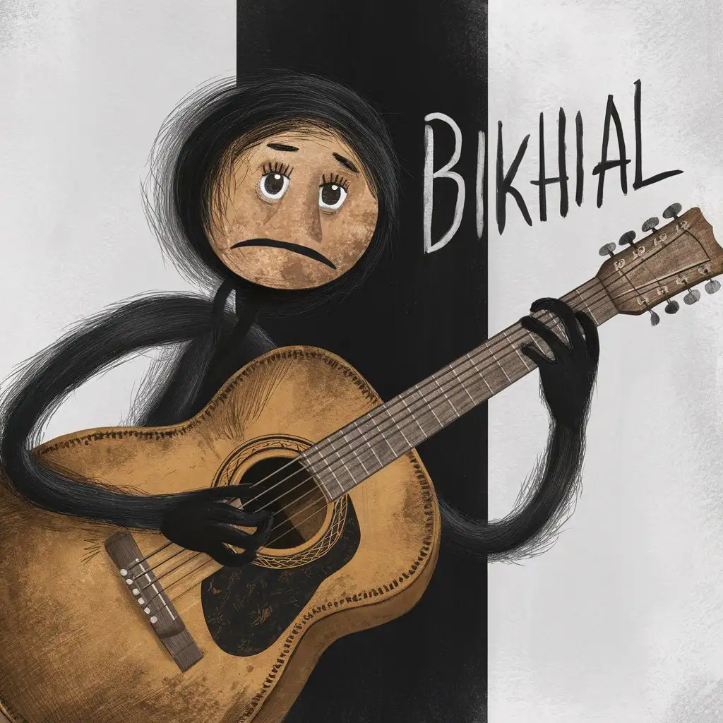 Sad-Stickman-Playing-Acoustic-Guitar-with-BIKHIAL-Song-Cover-Text