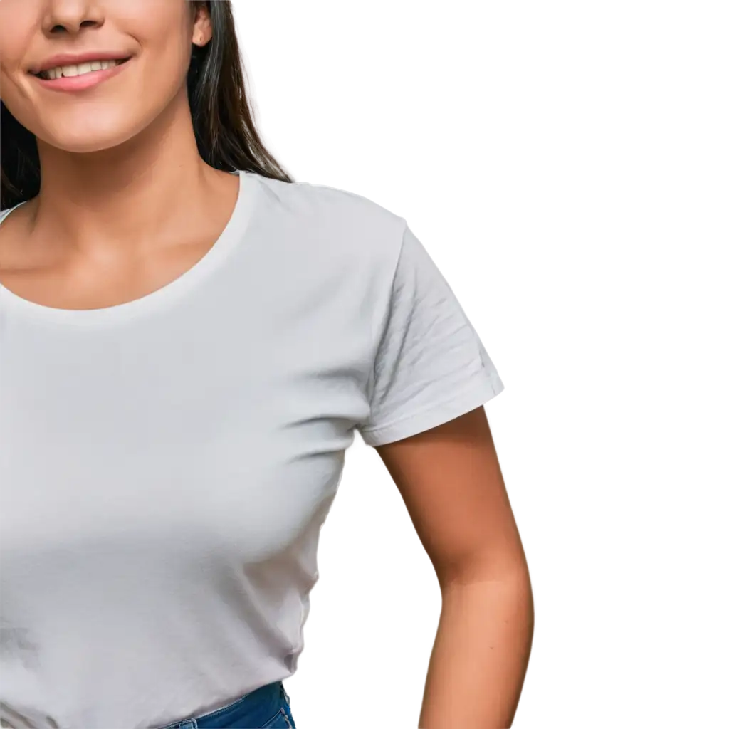 Stylish-Female-Model-in-Giant-White-TShirt-PNG-Mockup-Closeup