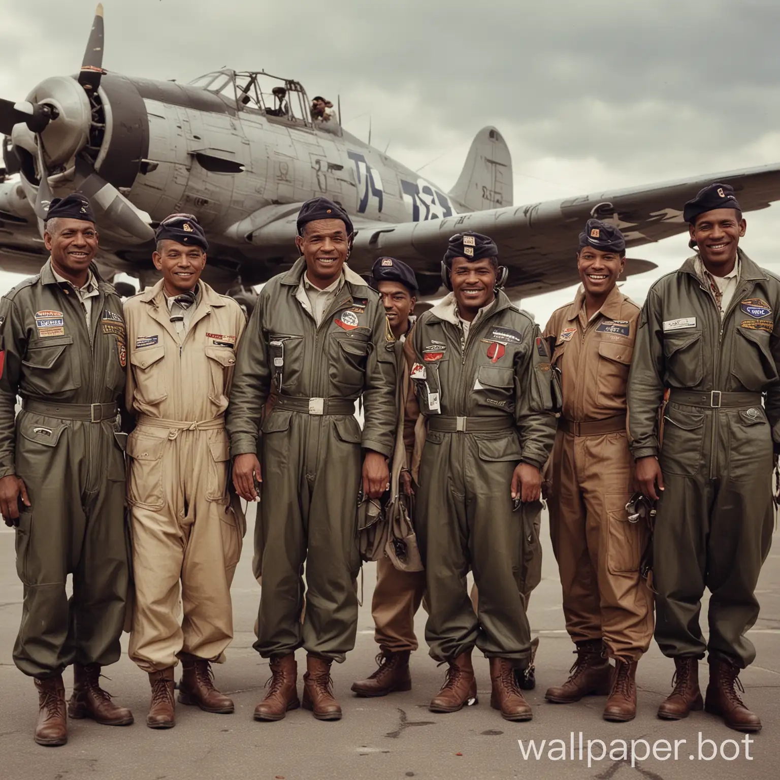 Tuskegee-Airmen-in-Full-Airmans-Gear