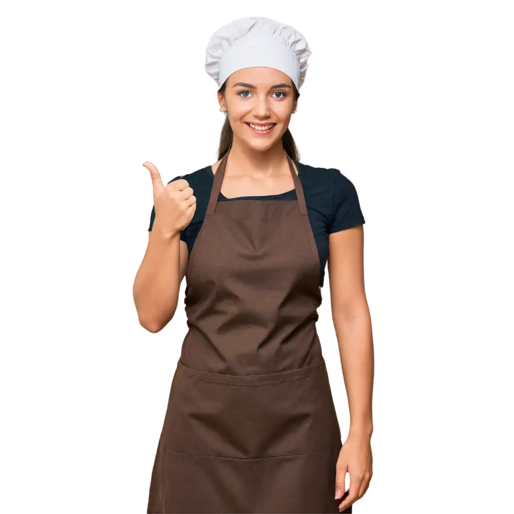 Girl in a bakery with a visor and apron