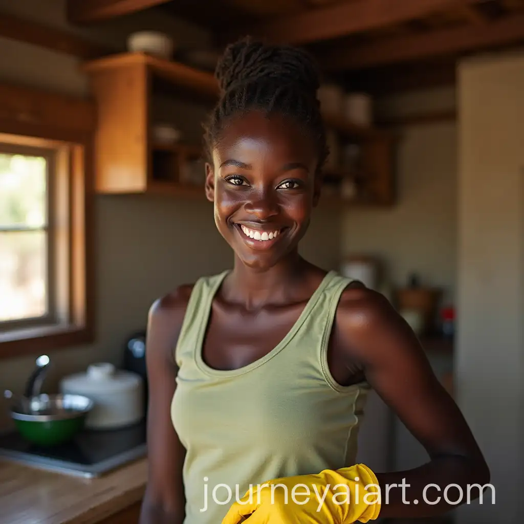African-Model-Girl-Cleaning-Rural-Village-Kitchen