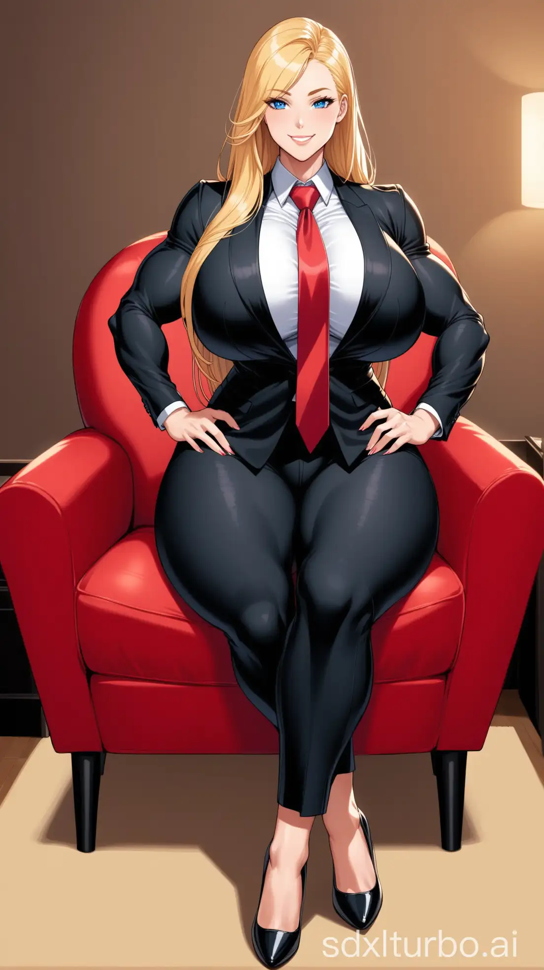 Confident-Businesswoman-in-Formal-Attire-Sitting-Elegantly-in-an-Office-Setting