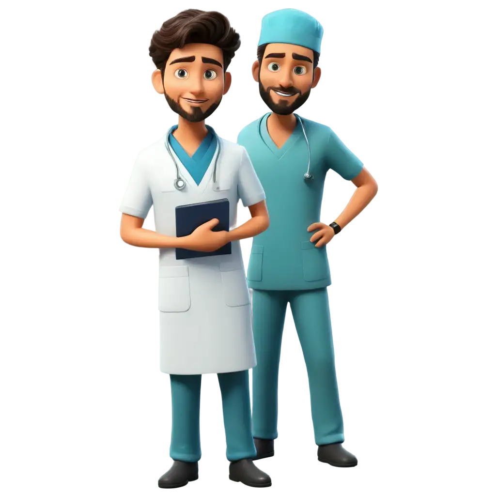 Cartoon-Surgeons-Standing-PNG-Image-Playful-and-Professional-Illustration