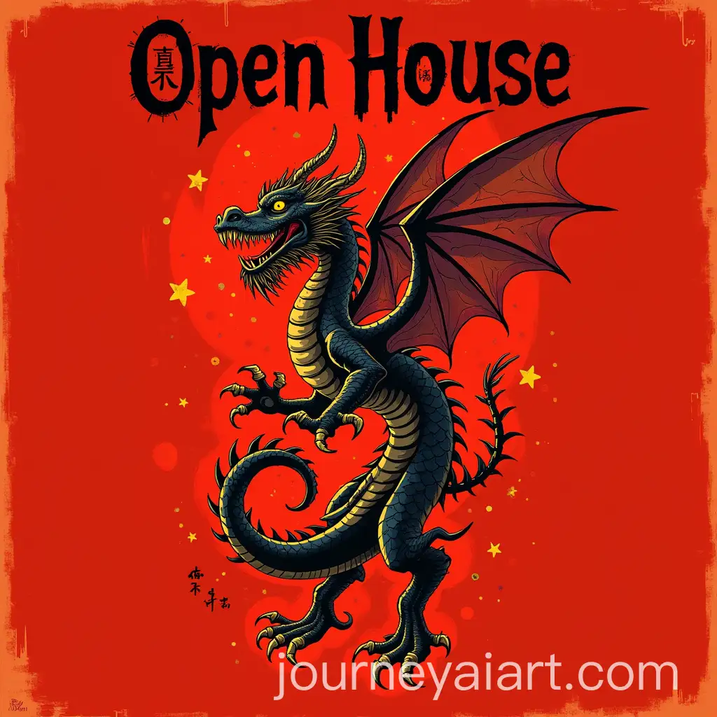 Dragon-Open-House-Poster-on-Red-Background