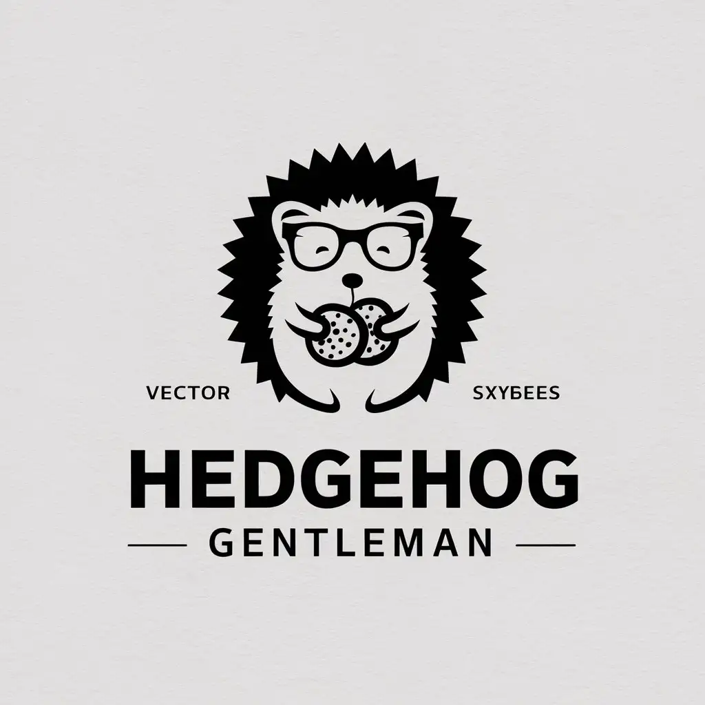 a vector logo design,with the text "Hedgehog gentleman", main symbol:hedgehog eating nuts glasses,Moderate,be used in Retail industry,clear background