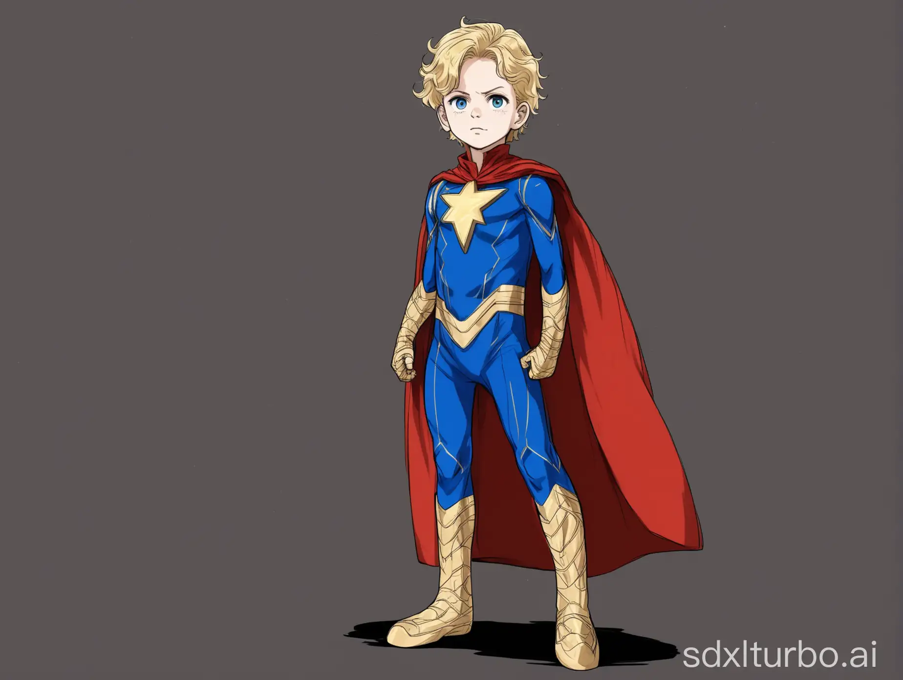 kid in Homelander costume, full height, anime style