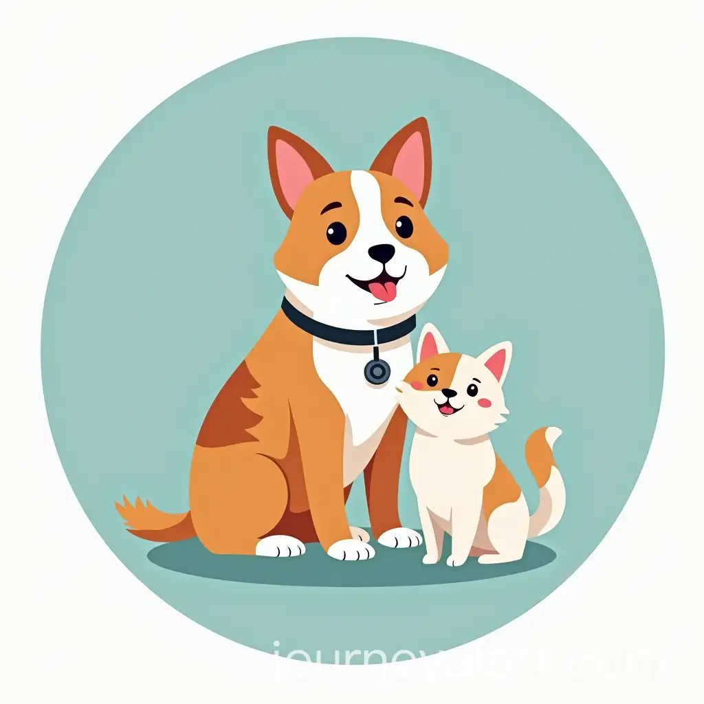 Circular-Logo-Design-for-College-Veterinary-Club-Featuring-Cat-and-Dog-Illustrations