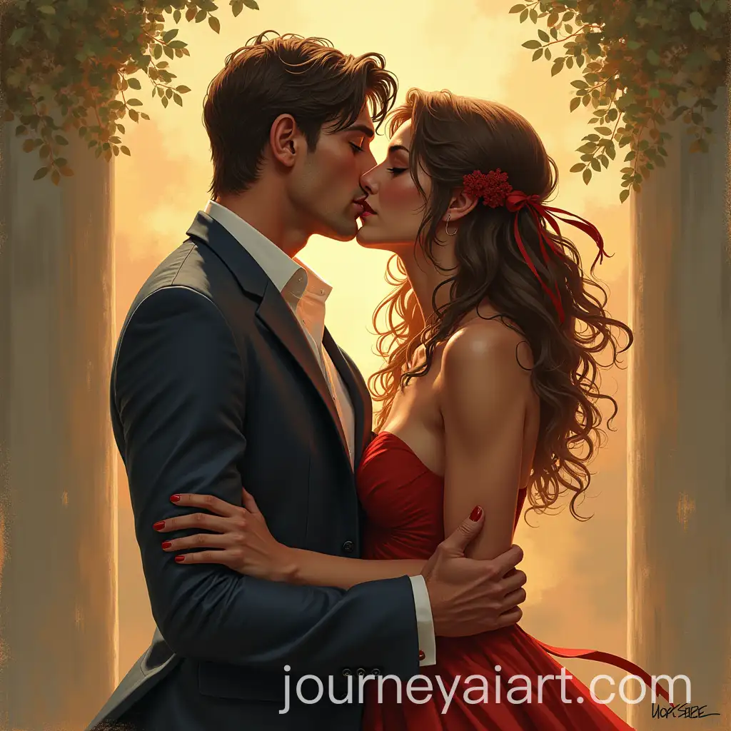 Passionate-Kiss-Between-Two-Figures-in-Romantic-Setting