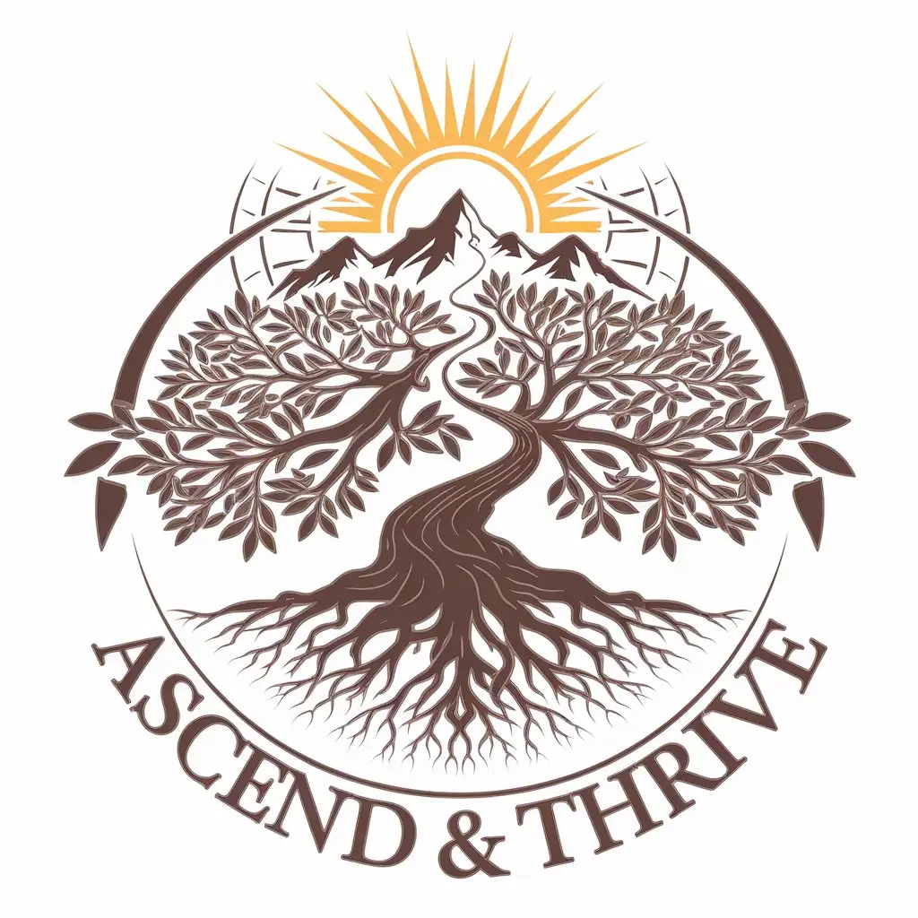 LOGO Design For Ascend Thrive Tree of Enlightenment with Globe Sphere