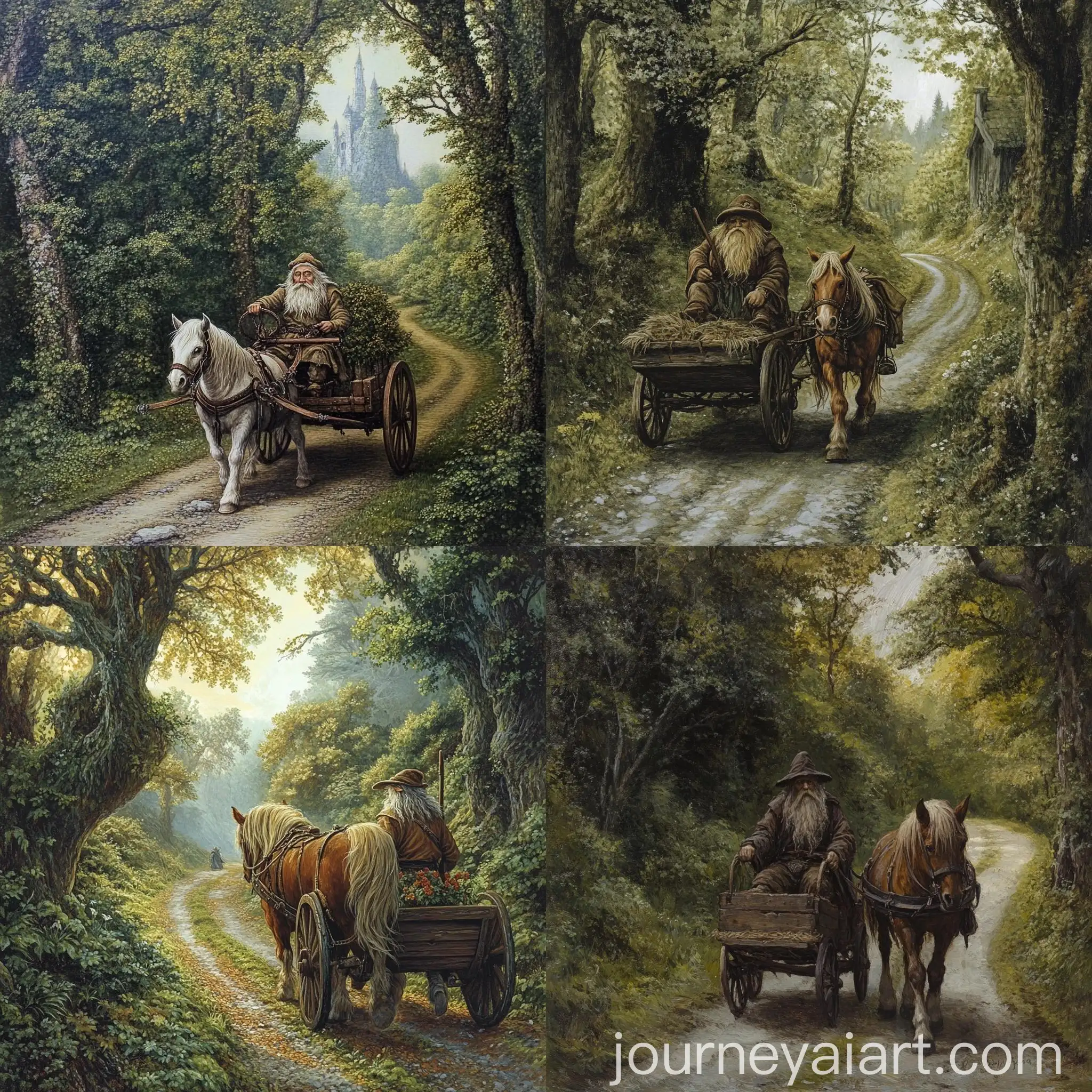 Dwarf-Riding-Pony-Cart-Through-Enchanted-Green-Woods