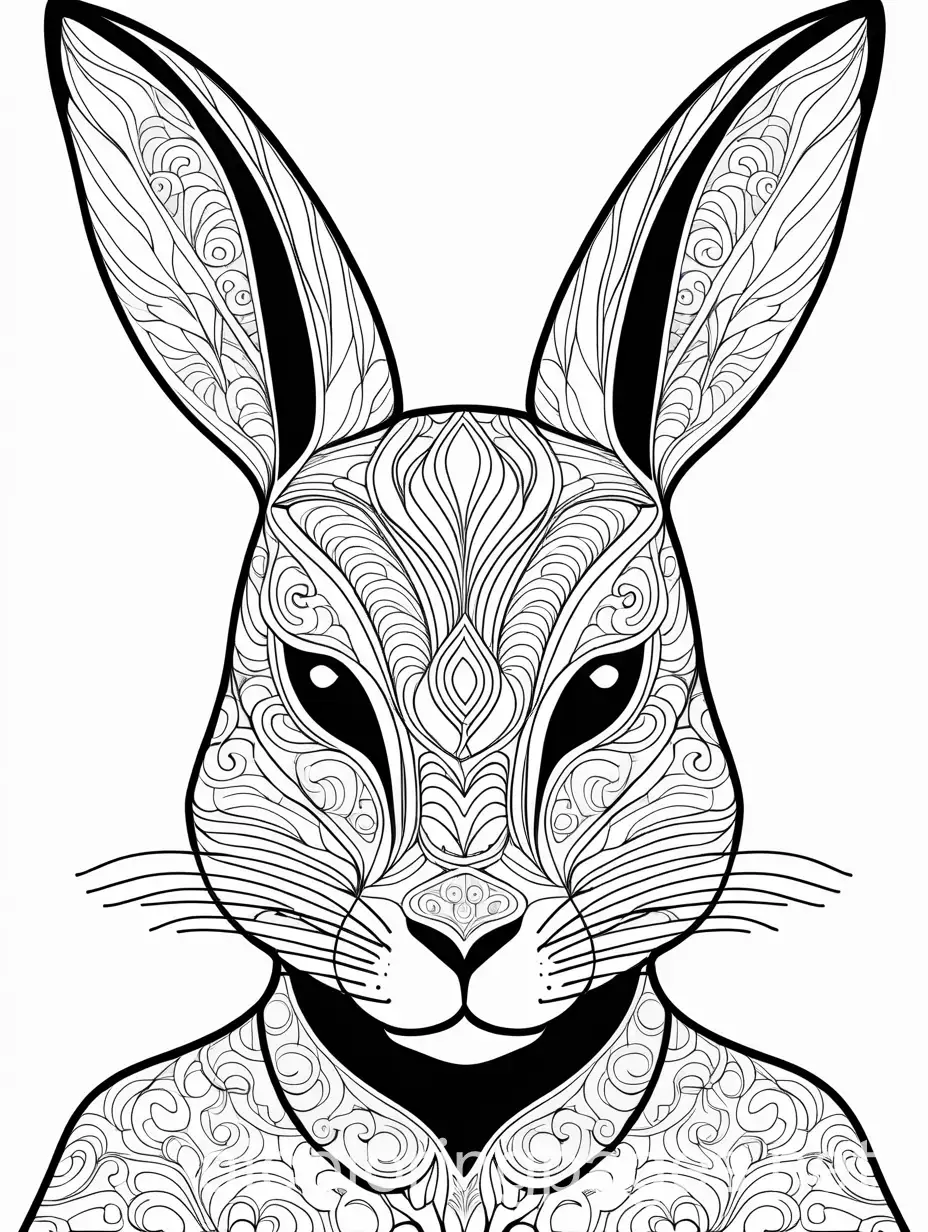 Stylish-Rabbit-Mask-Coloring-Page-with-Elegant-Line-Art