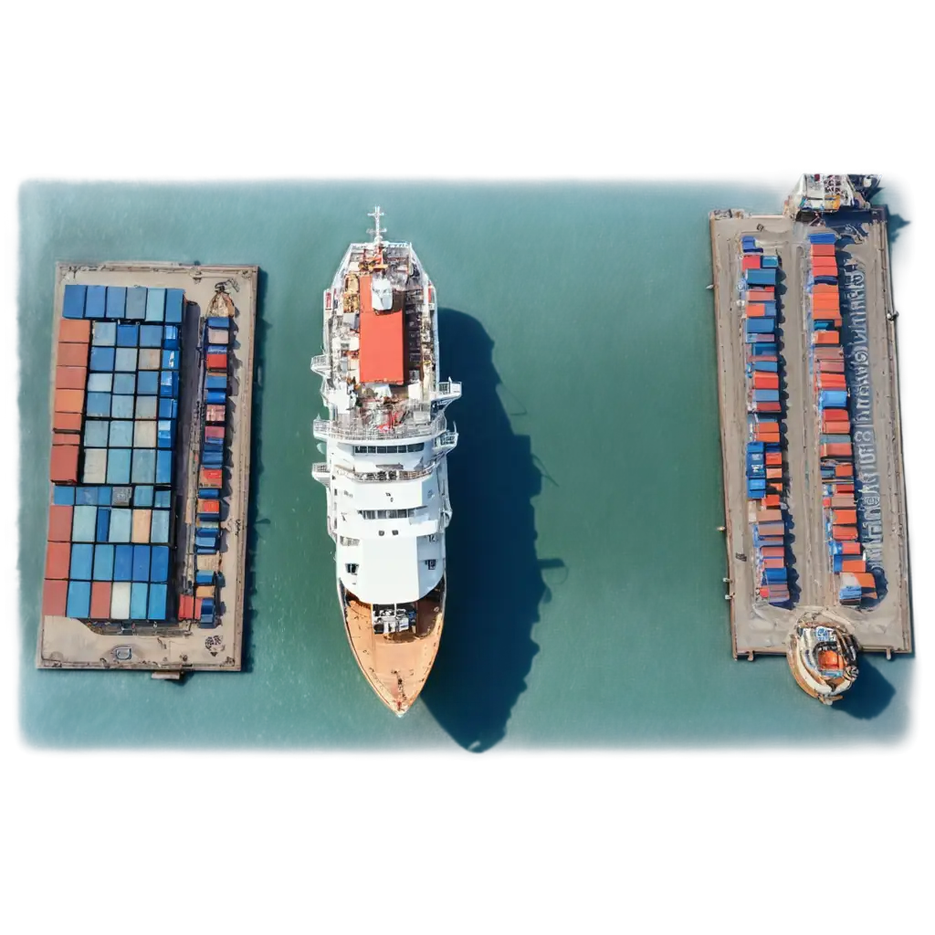 Aerial-Shot-of-a-Ship-Docking-at-a-Port-Stunning-PNG-Image-for-Clarity-and-Detail