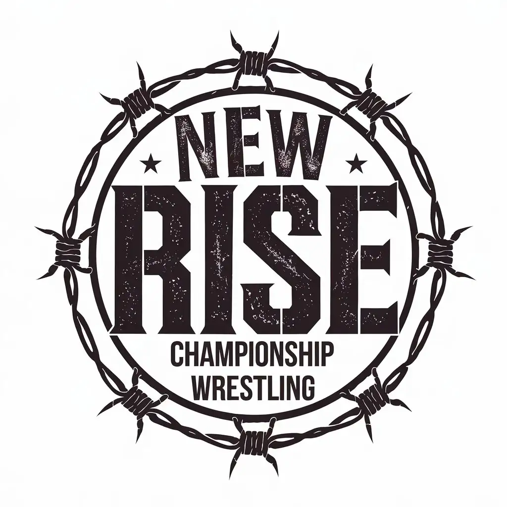 LOGO Design for New Rise Championship Wrestling Circular Scratch Letters with Barbed Wire and Rough Design