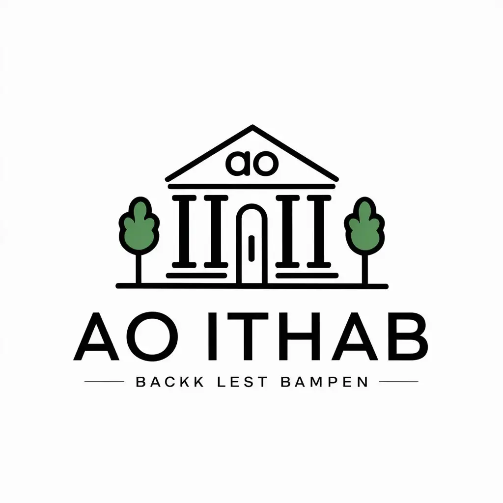 a vector logo design,with the text "AO ItHab", main symbol:Bank,complex,clear background