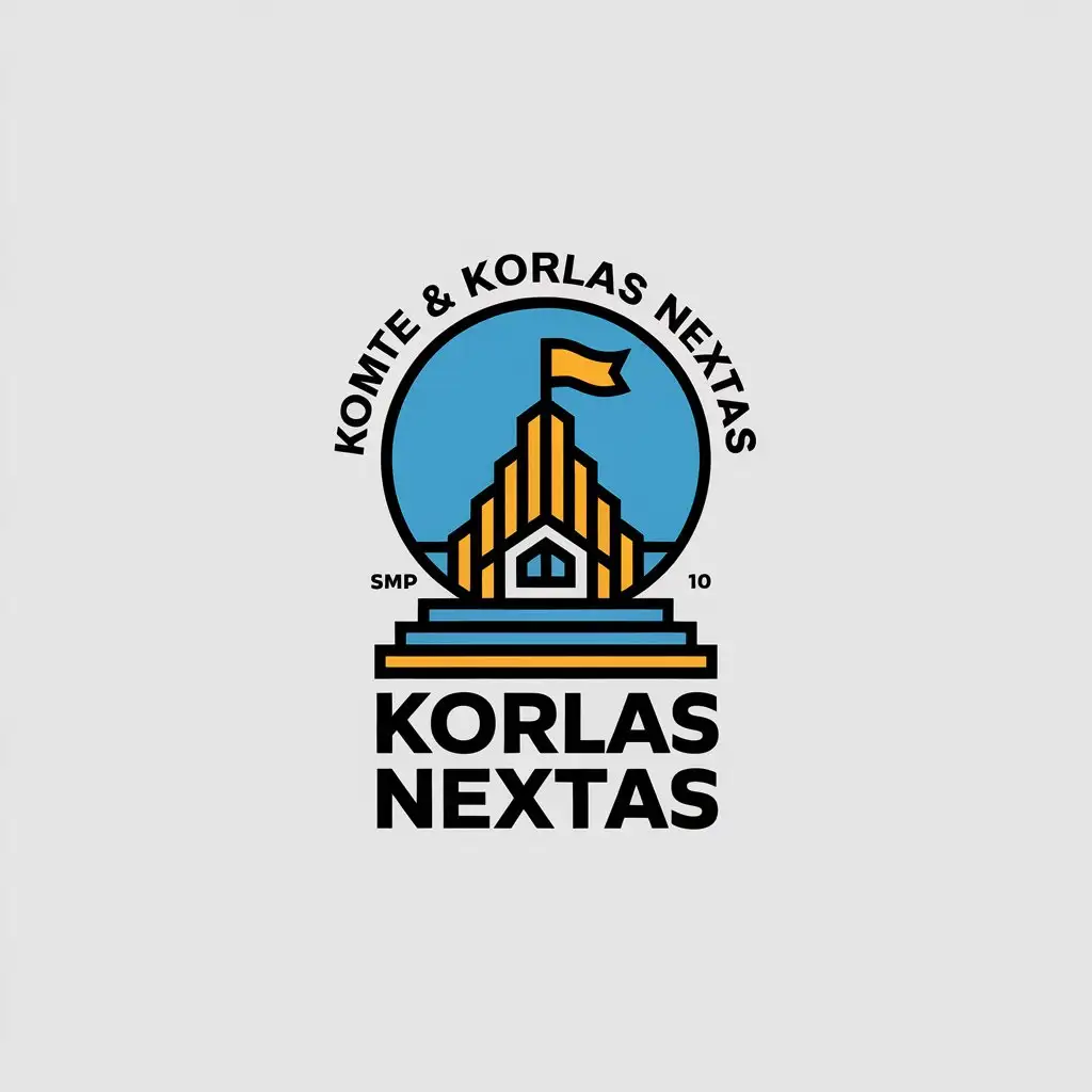 a vector logo design,with the text "KOMITE & KORLAS NEXTAS", main symbol:The main logo of SMP NEGRI 10 South Tangerang, in the circle there is the inscription COMMITTEE & KORLAS NEXTAS,Moderate,be used in Education industry,clear background