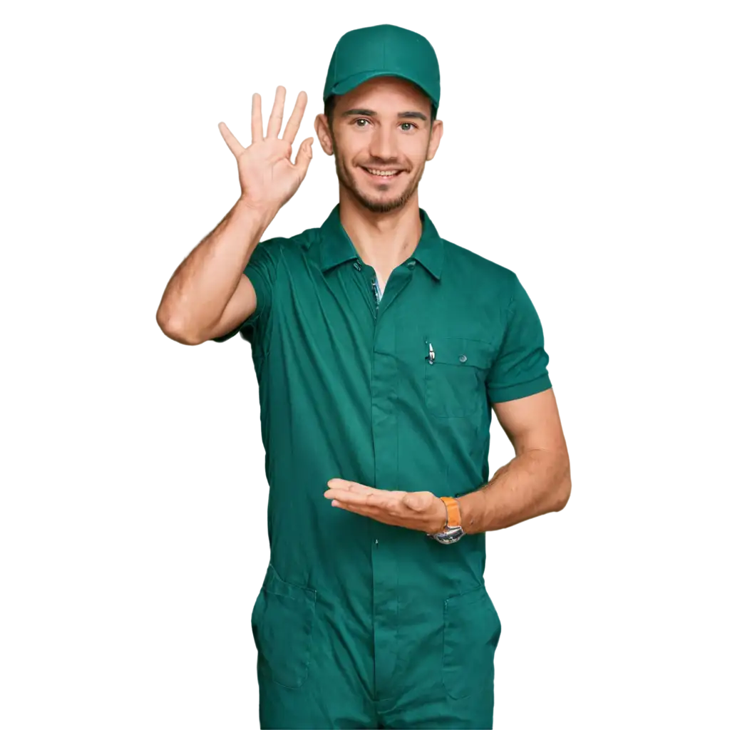 Smiling-Car-Mechanic-in-Green-Uniform-PNG-HighQuality-Transparent-Image-for-Versatile-Use