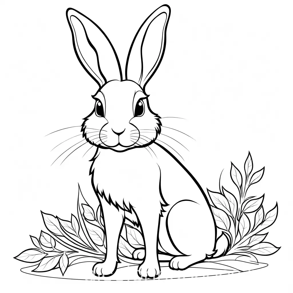 Rabbit eats carrot, Coloring Page, black and white, line art, white background, Simplicity, Ample White Space. The background of the coloring page is plain white to make it easy for young children to color within the lines. The outlines of all the subjects are easy to distinguish, making it simple for kids to color without too much difficulty, Coloring Page, black and white, line art, white background, Simplicity, Ample White Space. The background of the coloring page is plain white to make it easy for young children to color within the lines. The outlines of all the subjects are easy to distinguish, making it simple for kids to color without too much difficulty