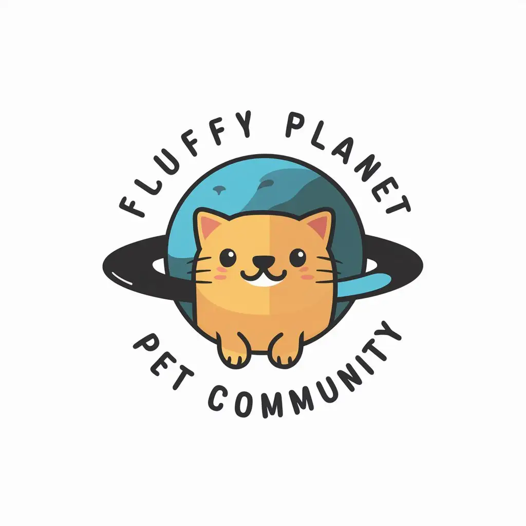 LOGO-Design-for-Fluffy-Planet-Pet-Community-Universe-Theme-with-Cat-and-Dog-Elements