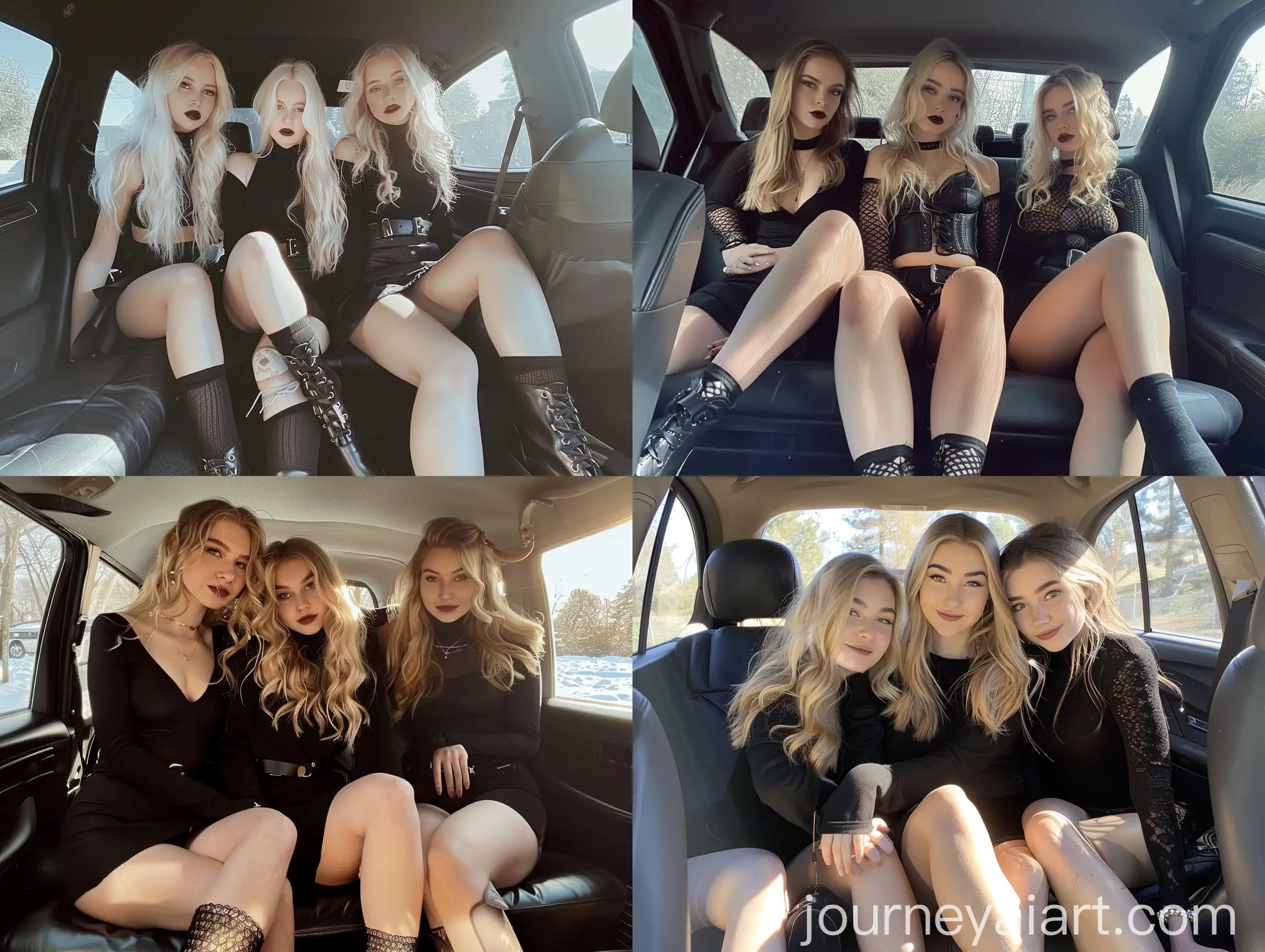 Three-Blonde-Women-in-Black-Dresses-Inside-a-Car-Natural-iPhone-Photo