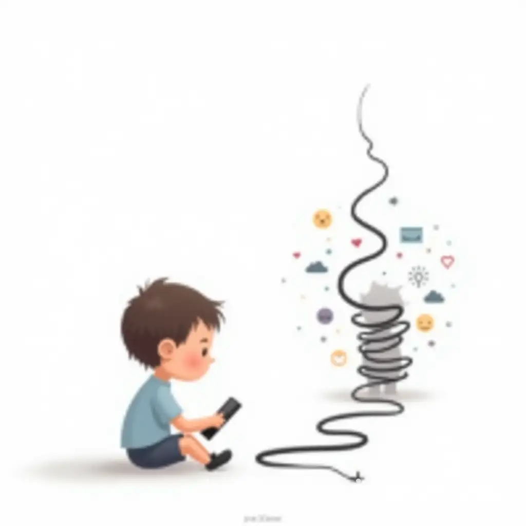 Child-Surrounded-by-Digital-OverAI-Art-Prompt-Expansionload-in-Minimalistic-Cartoon-Style