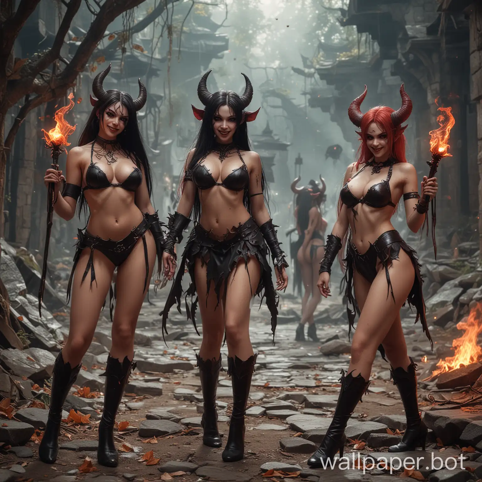 demon girls having fun in a fantasy setting