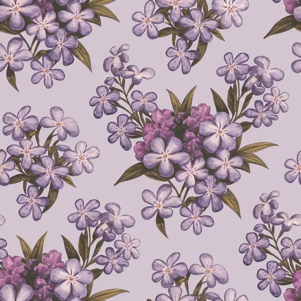 Delicate Purple Floral Scrapbook Paper with Seamless Pattern