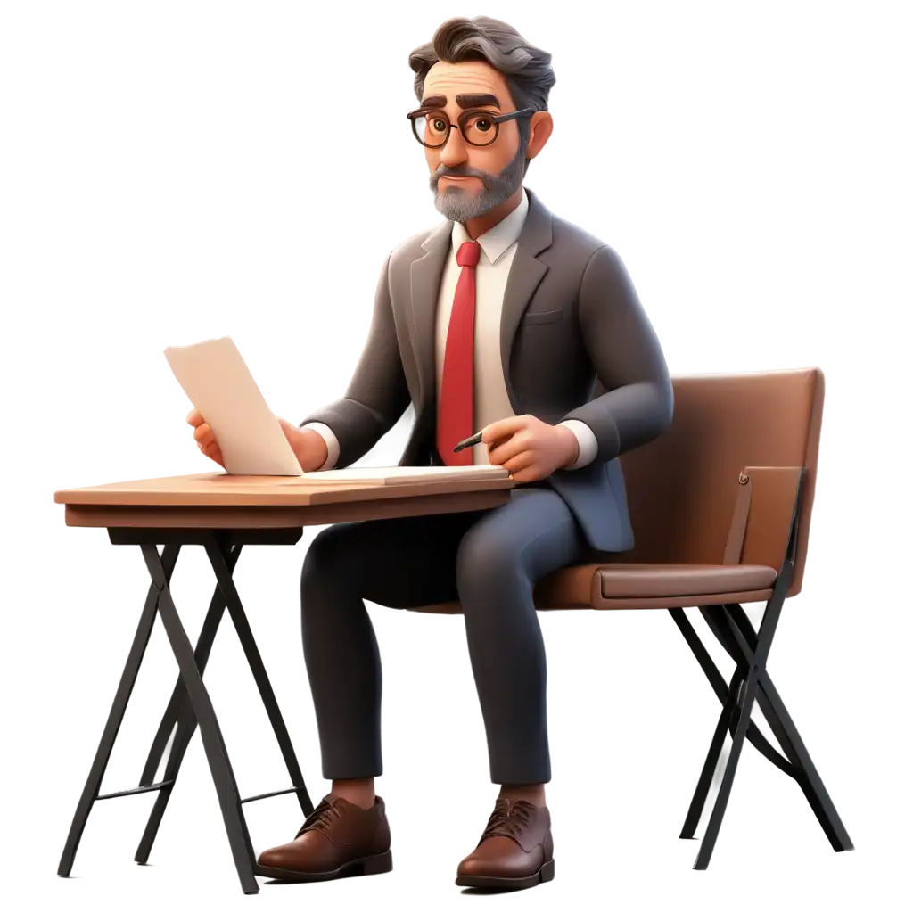 3D-PNG-Image-of-a-40YearOld-Male-Writer-Sitting-on-a-Bench-with-Paper-and-Pen-Vector-Art