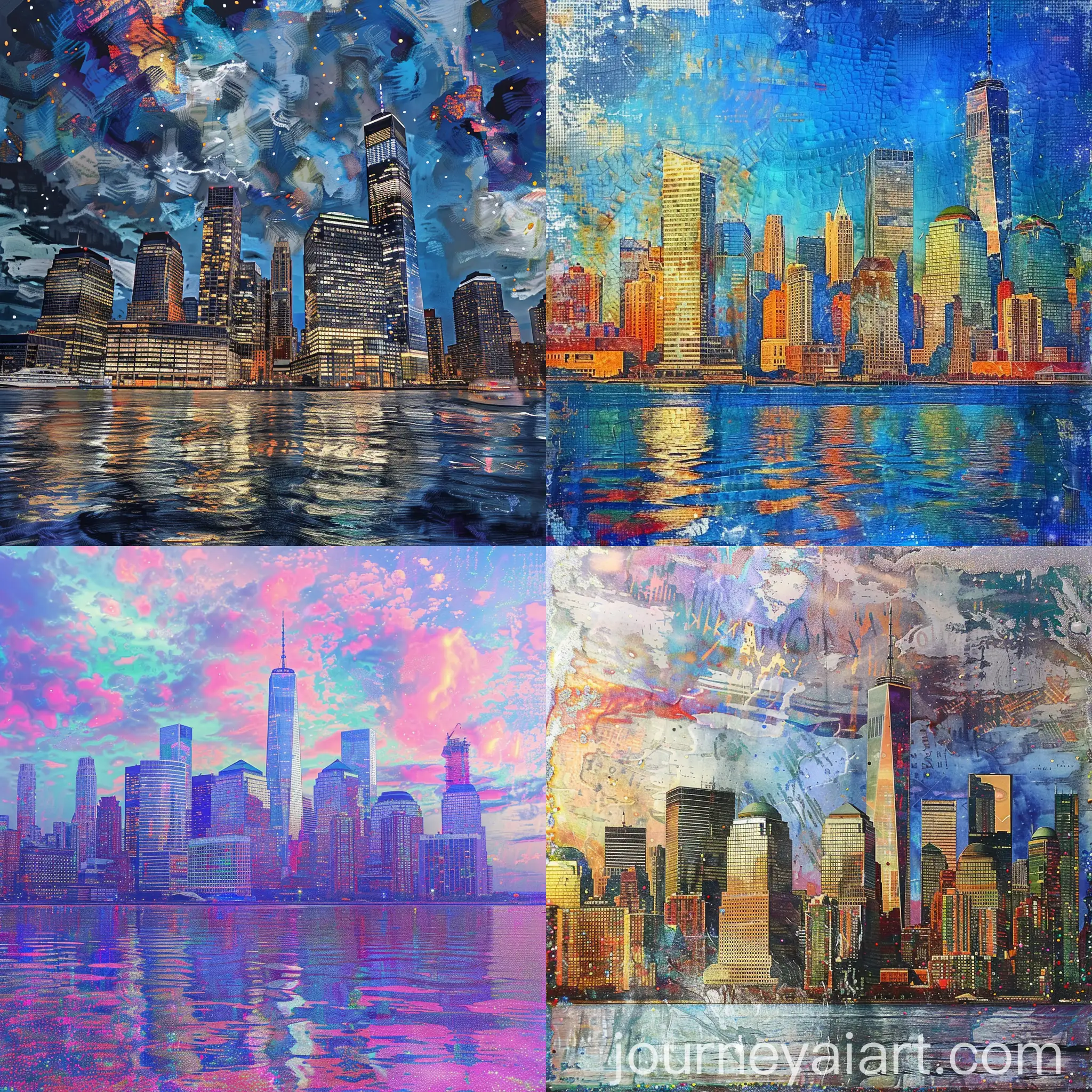Jersey-City-New-Jersey-Skyline-with-Realistic-Art-Murals-and-Sparkly-Sequin-Textures
