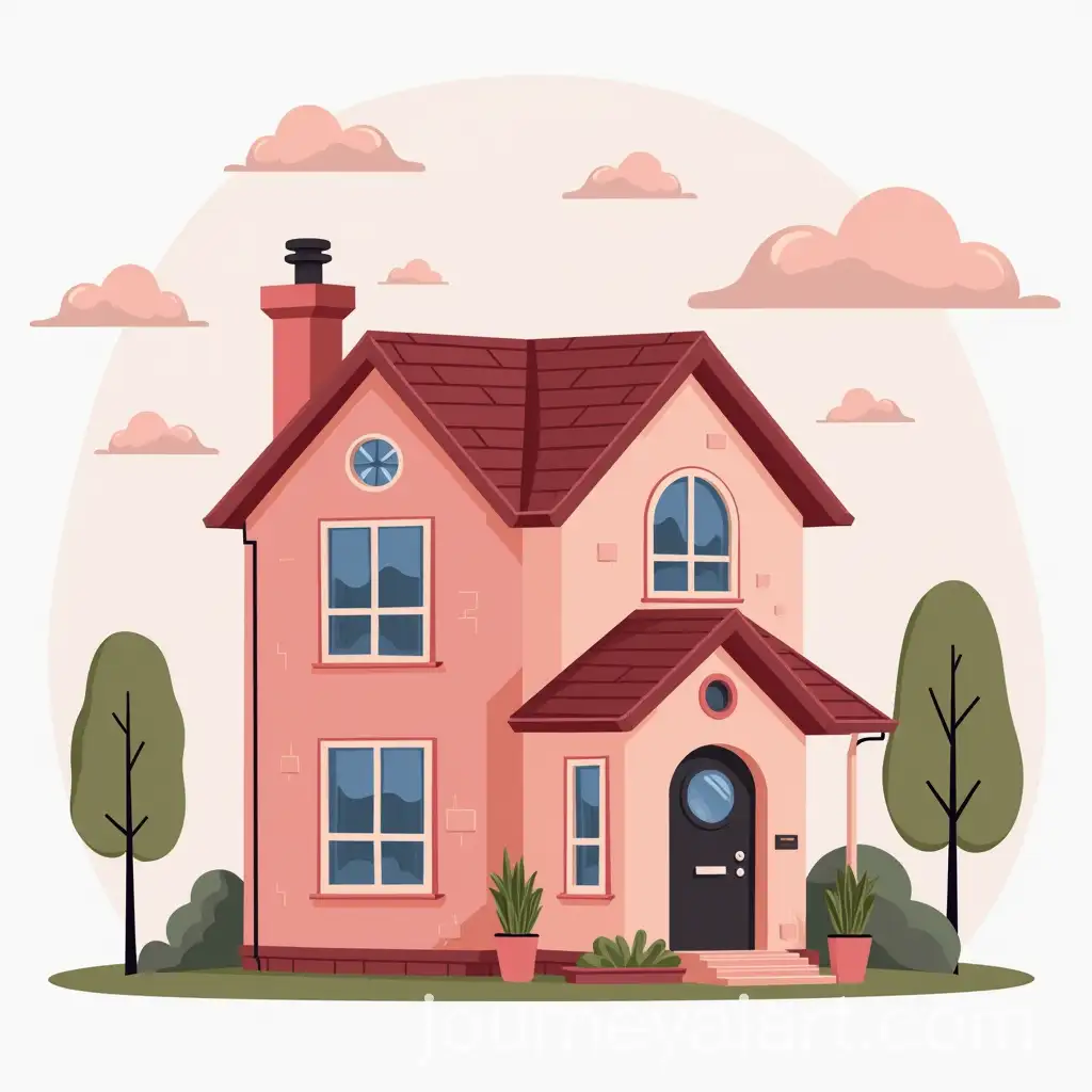 Charming-TwoStory-Pink-English-House-Surrounded-by-Clouds