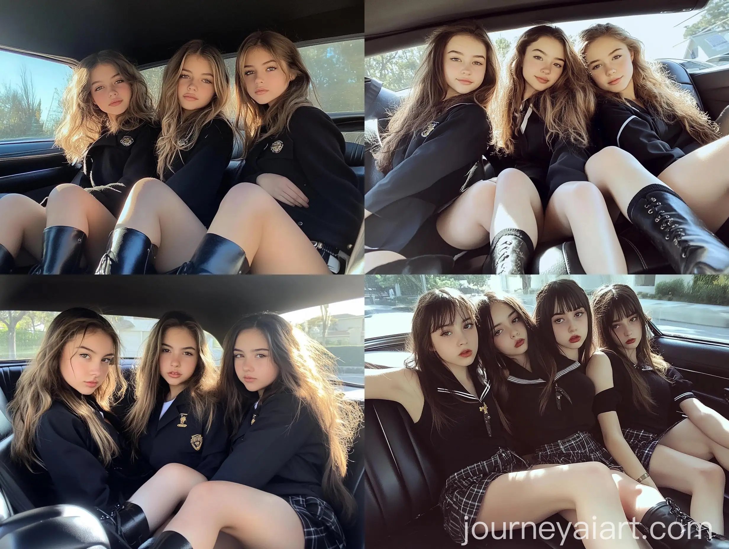 Three-Girls-in-Convertible-Car-Front-View-and-Natural-iPhone-Photo