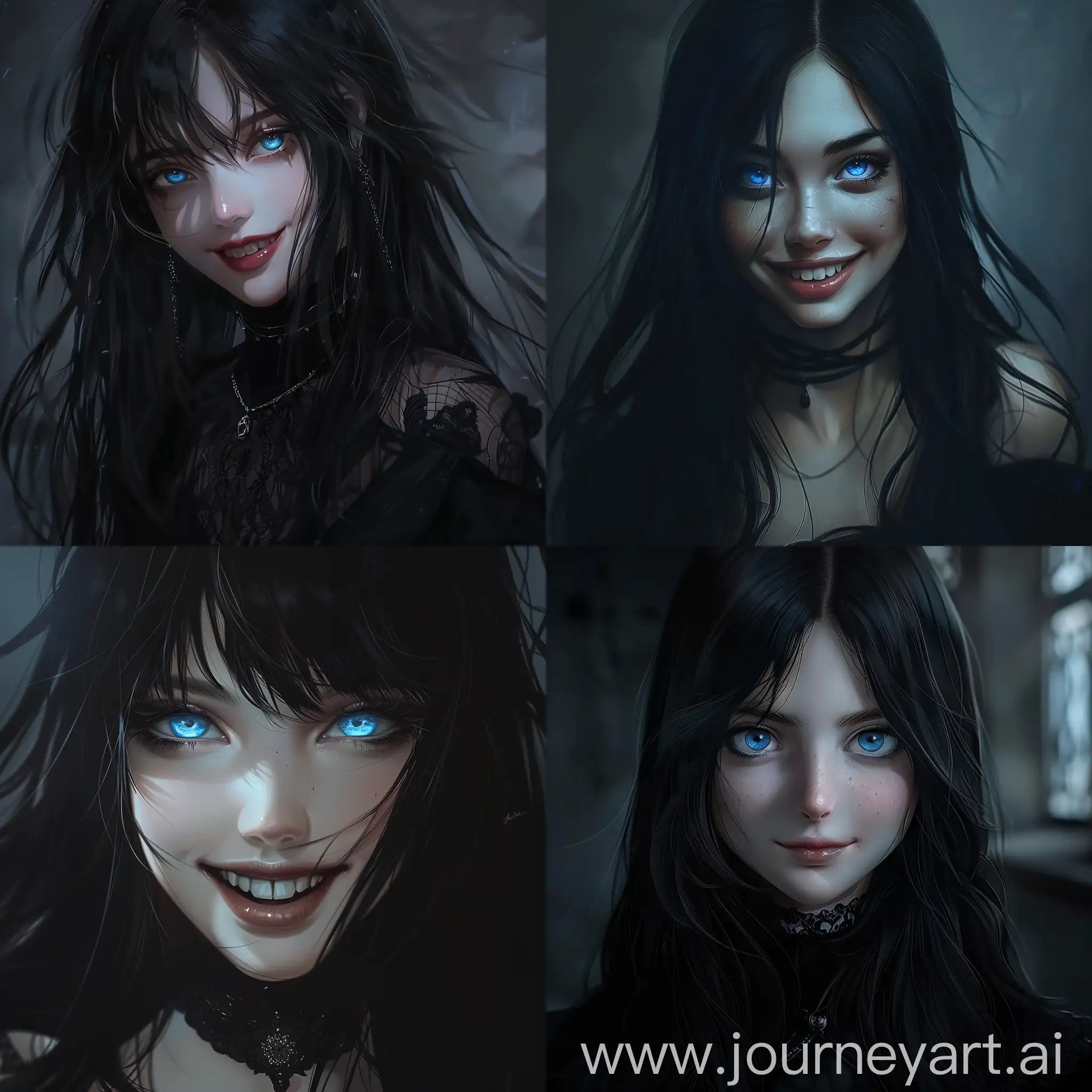 Anime-Portrait-of-a-Beautiful-Woman-with-Black-Clothes-and-Blue-Eyes