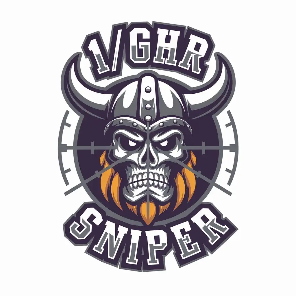 LOGO Design for 1GHR SNIPER Viking Skull with Crosshair Symbol Clear Background