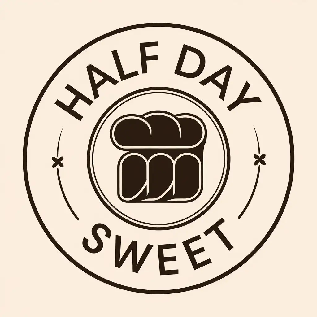 a vector logo design,with the text "half day sweet", main symbol:bread,Moderate,be used in Baking industry,clear background