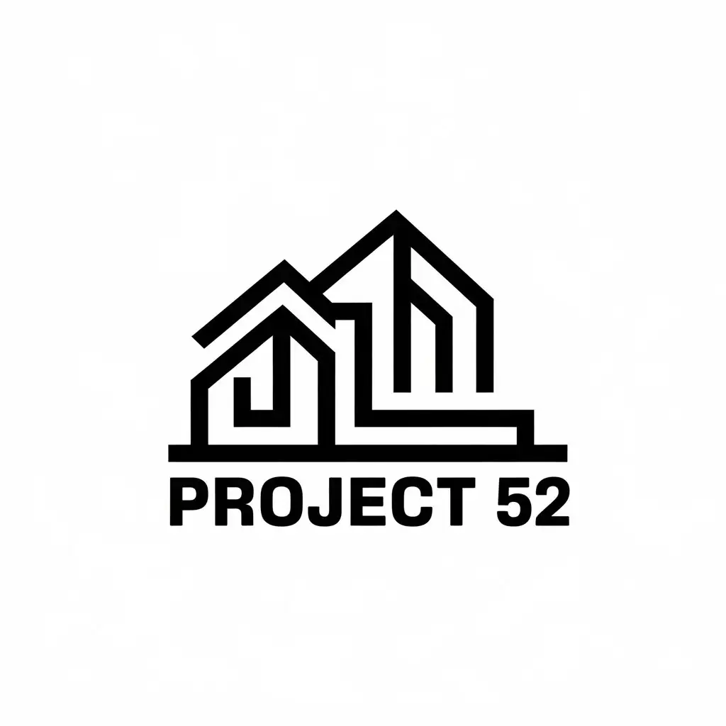 a vector logo design,with the text "Project 52", main symbol:House of lines,Moderate,be used in Construction industry,clear background