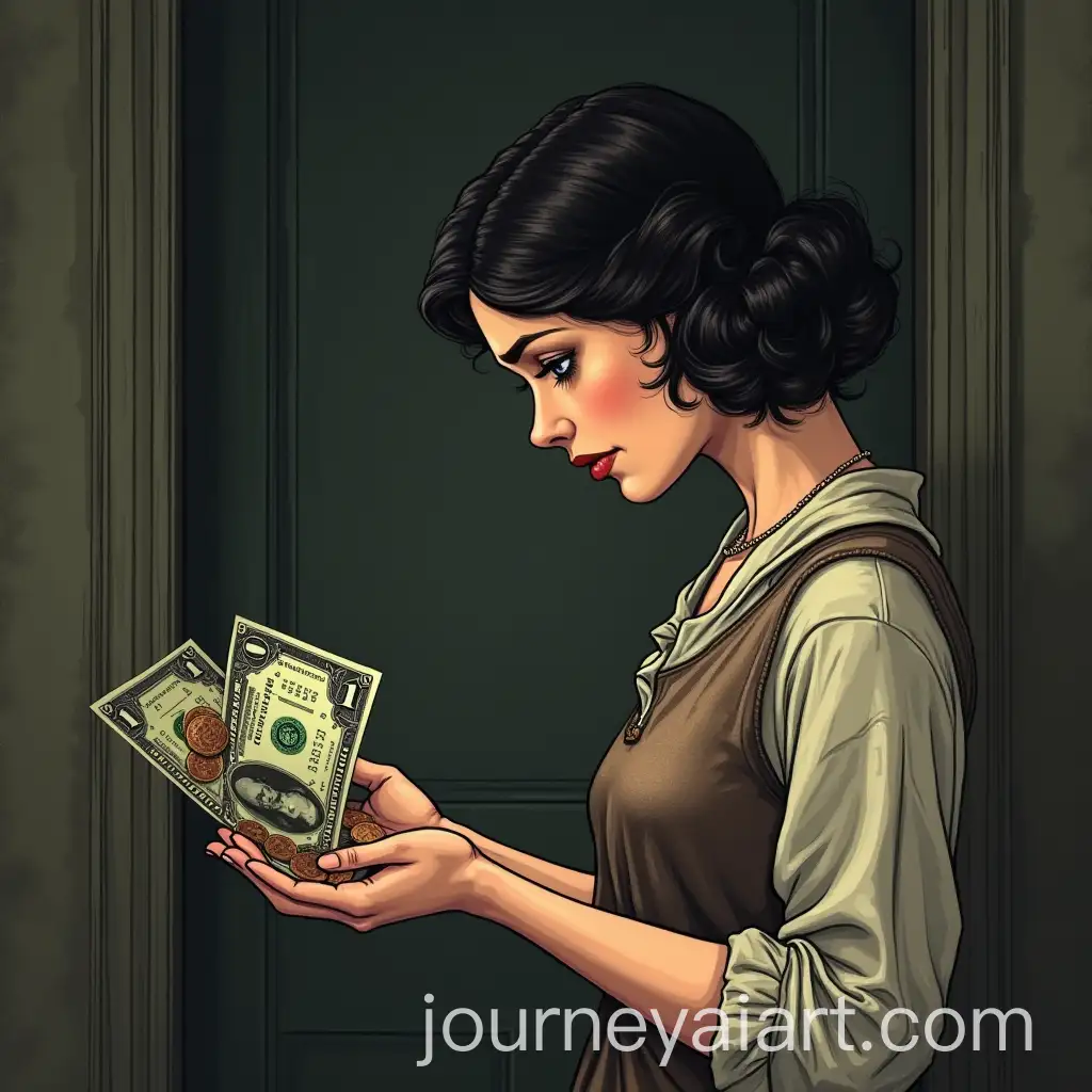 1920s-Woman-Holding-Coins-in-HandAI-Art-Prompt-Expansion-with-Worried-Expression