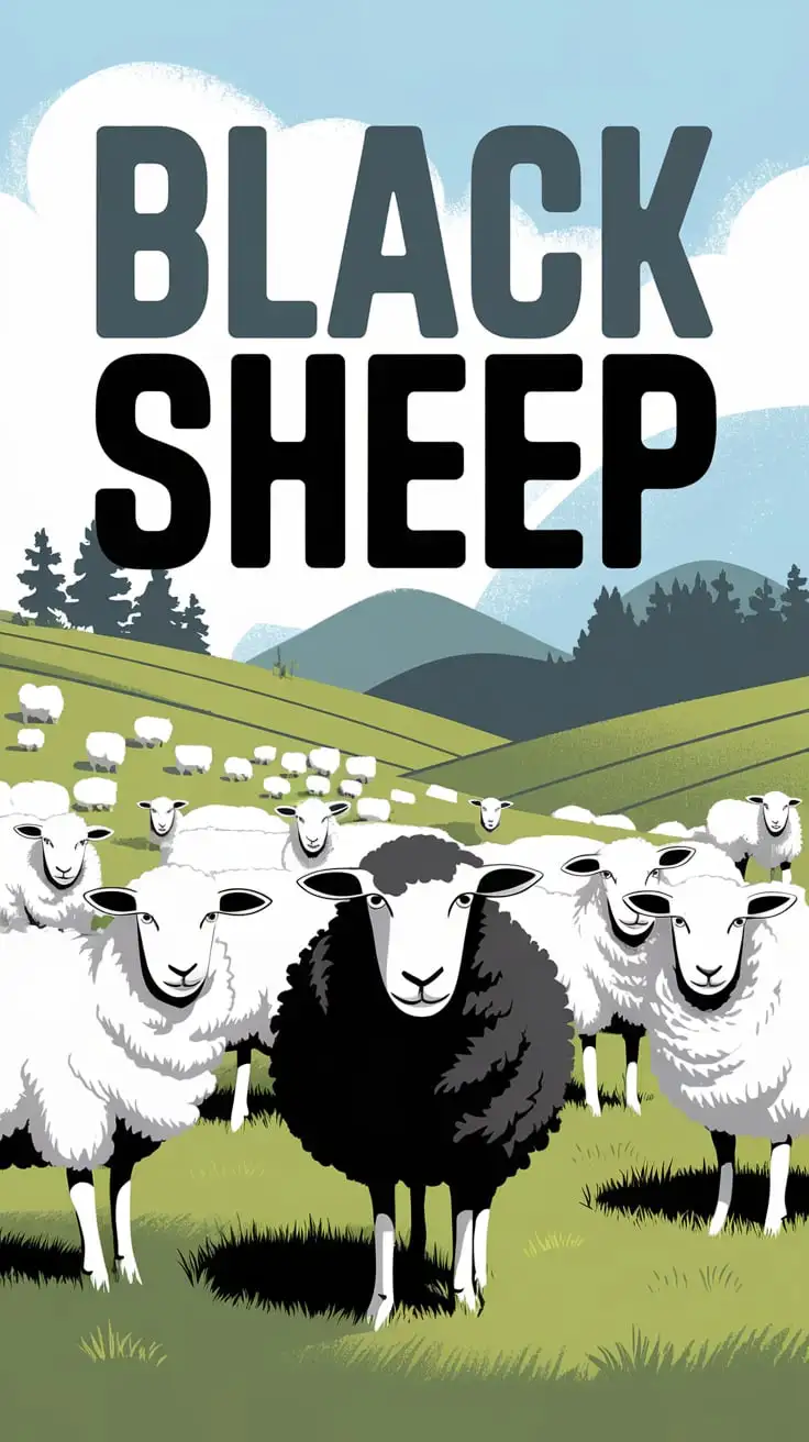 Bold Typography of a Black Sheep with Artistic Background