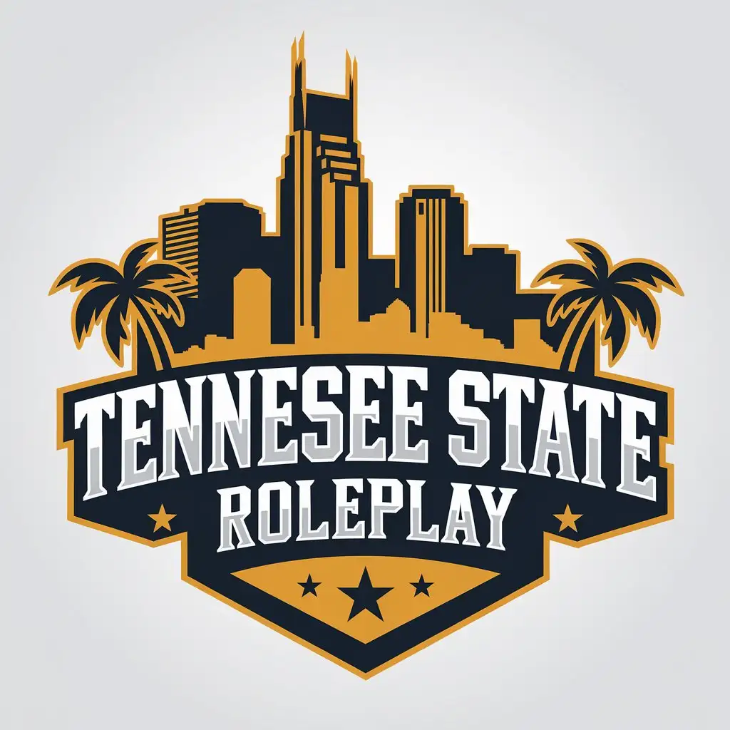 LOGO Design for Tennessee State Roleplay City Skyline Downtown Nashville and Palm Trees Theme for FiveM GTA Server