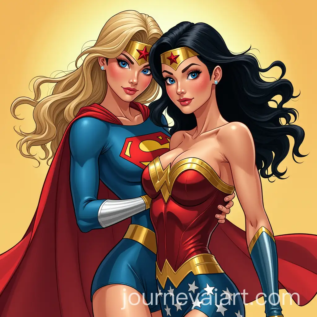 AI-Image-Prompt-ExpansionSupergirl-Carrying-Wonder-Woman-in-Princess-Carry-Comic-Book-Style