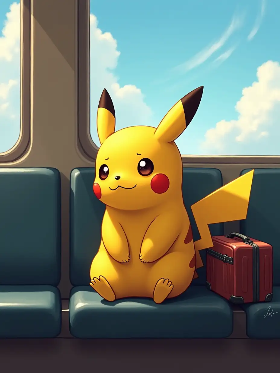 Pikachu-Waiting-for-the-Train-in-a-Sunny-Chinese-Train-Station