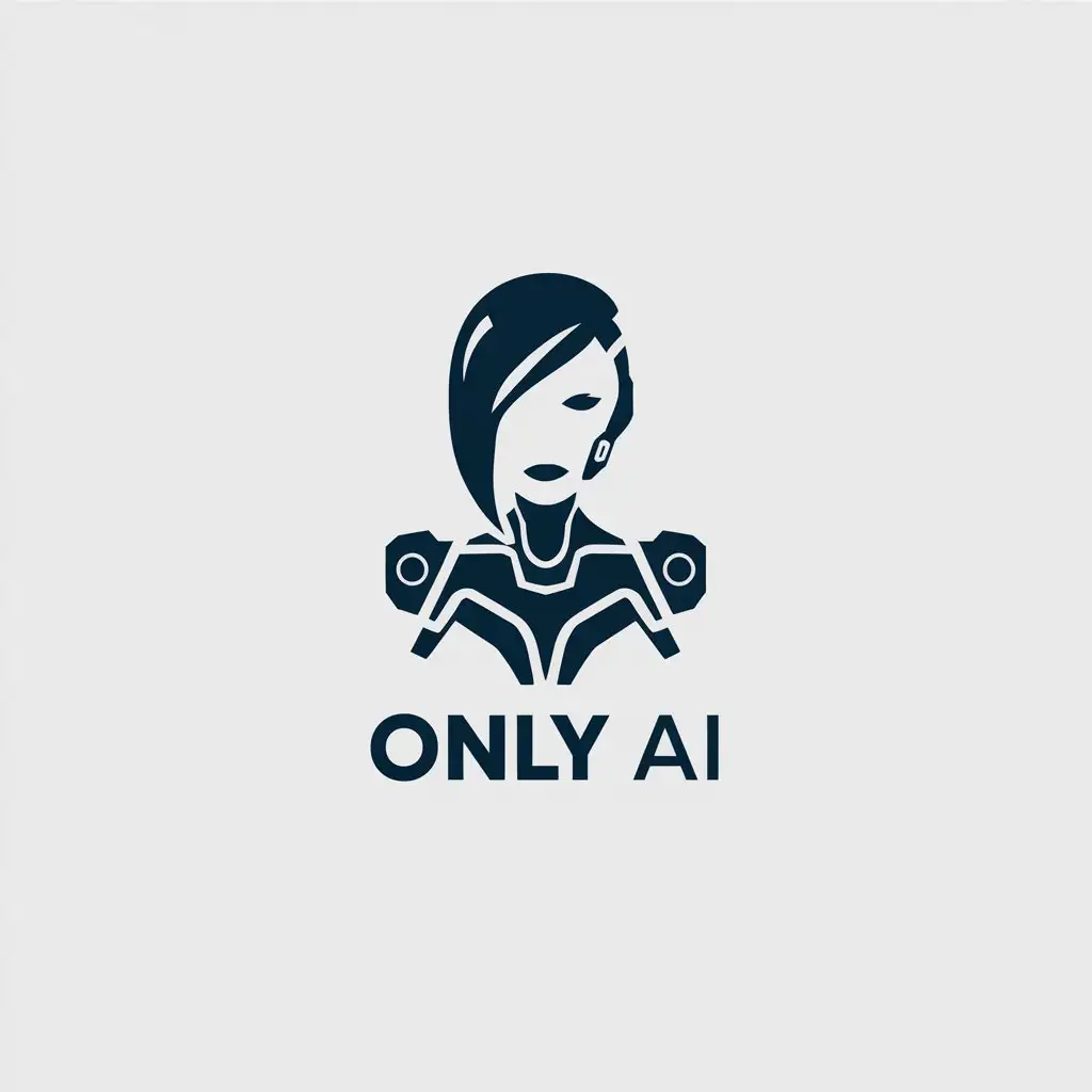 LOGO Design for Only AI Cyborg Woman Head with Minimalistic Style and Clear Background