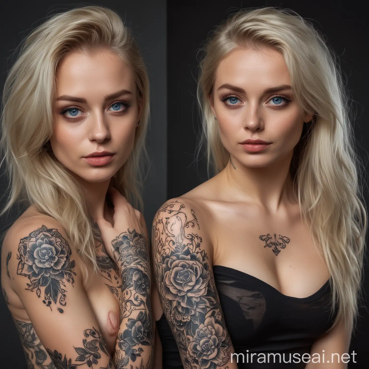 Realistic Russian Lady Tattoo Artist with Blue Eyes and Blond Hair