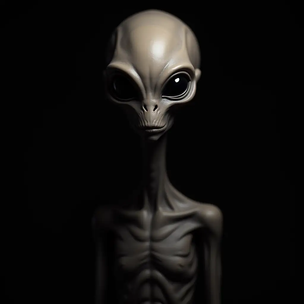 portrait of a 3 meter tall alien man, 30mm, black background, HDR