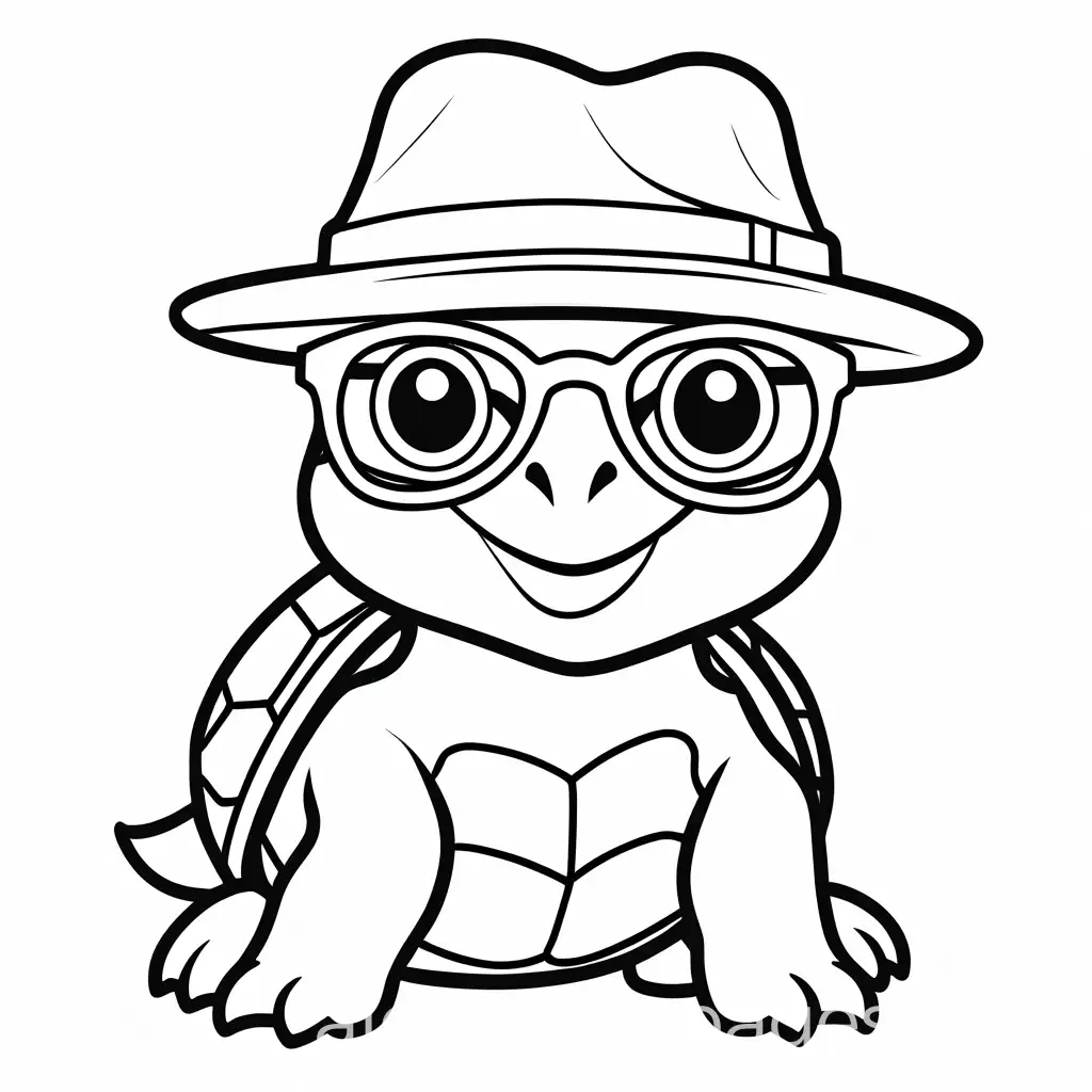 Teenage-Turtle-Coloring-Page-with-Glasses-and-Hat