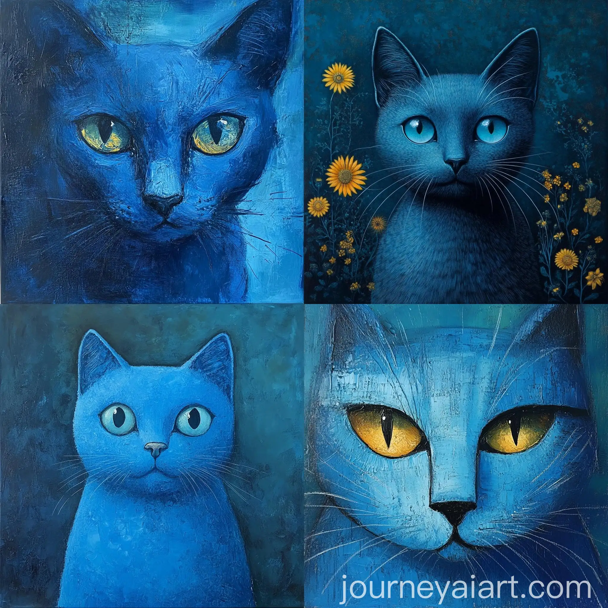 Blue-Cat-with-Abstract-Patterns-in-Minimalist-Style